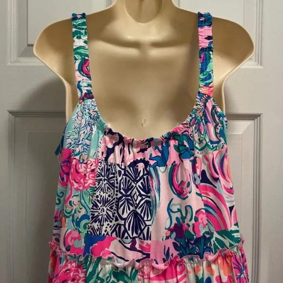 Lilly Pulitzer Loro Tiered Maxi Dress in Multi Patch to Match - Large - EUC - Picture 11 of 16